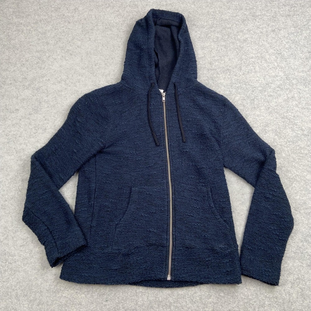 J.Crew Hoodie Mens Small Blue Full Zip Textured Knit Sweater Jacket Casual